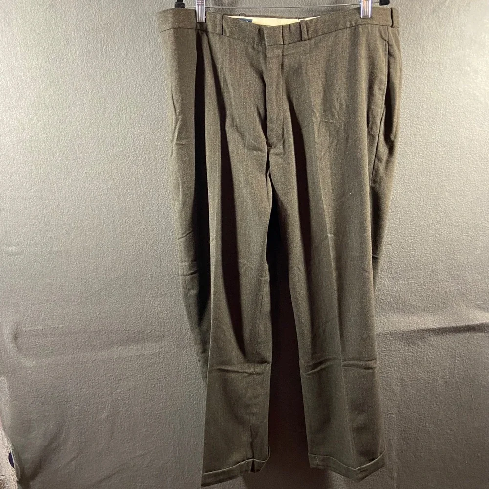 Polo Ralph Lauren Trousers Herringbone Brown Dress Pants 40/30 classic neutral